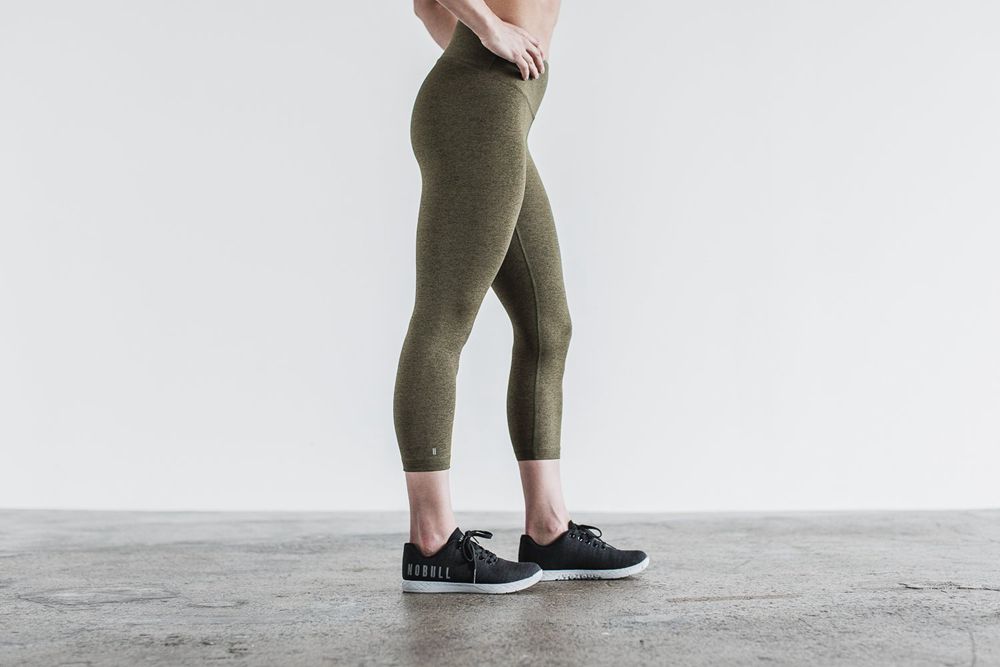 NOBULL Women's High-Rise Crop Tights - Olive Heather - Ireland (9476IVATM)